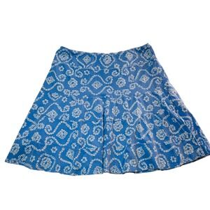 ICantoo Blue White Batik Tiered Ruffle‎ Cotton Skirt Womens Large Made in USA